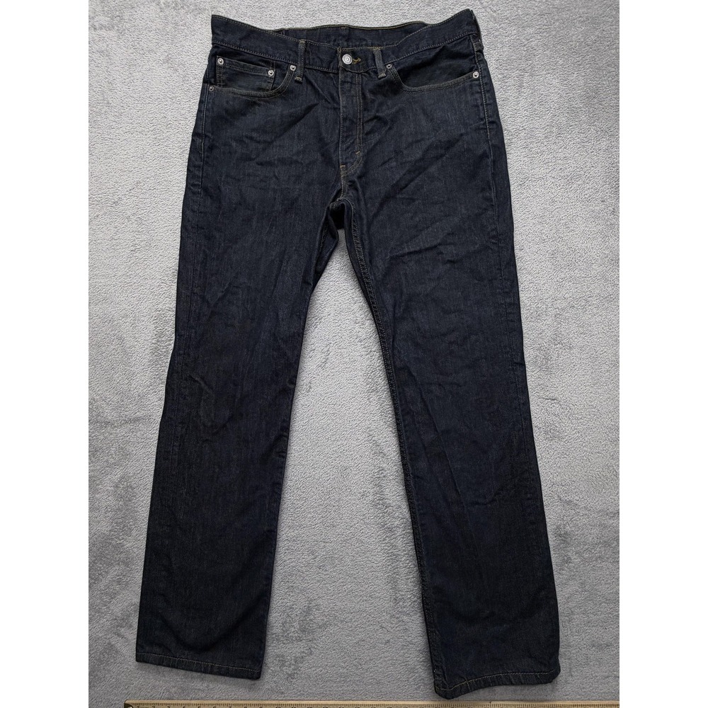 Levis 514 Jeans Mens Measured 37x32 Dark Wash Blue Straight Leg Zip Fly Low Rise